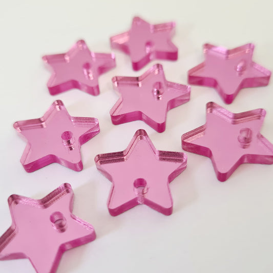16mm PINK MIRROR Acrylic STAR Toppers/Studs