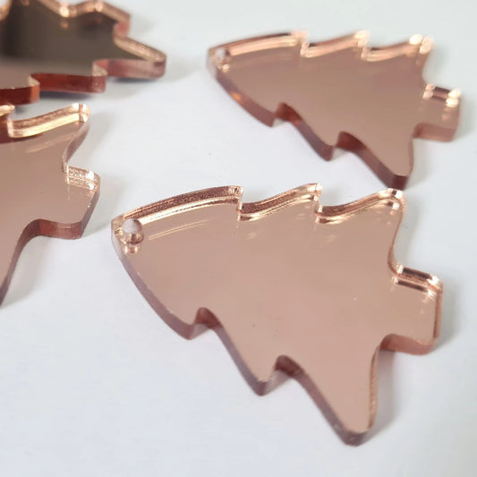 35mm ROSE GOLD MIRROR Acrylic CHRISTMAS TREES