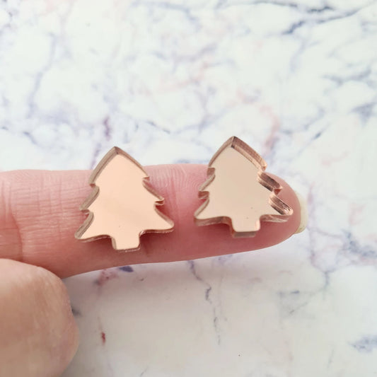 16mm ROSE GOLD MIRROR Acrylic CHRISTMAS TREES