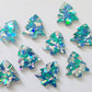 16mm AQUA Glitter CHRISTMAS TREES