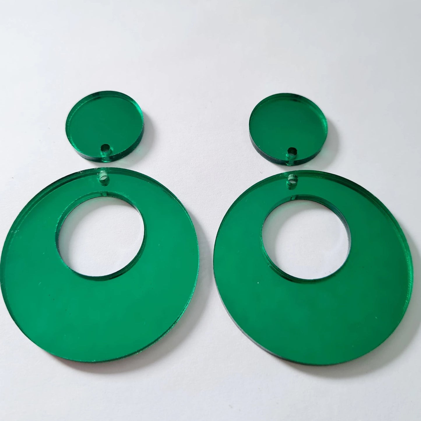 40mm GREEN MIRROR Acrylic HOOPS, with toppers