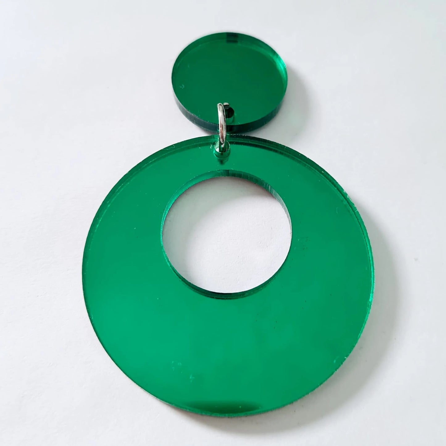 40mm GREEN MIRROR Acrylic HOOPS, with toppers