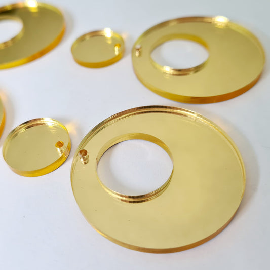 40mm GOLD MIRROR Acrylic HOOPS, with toppers