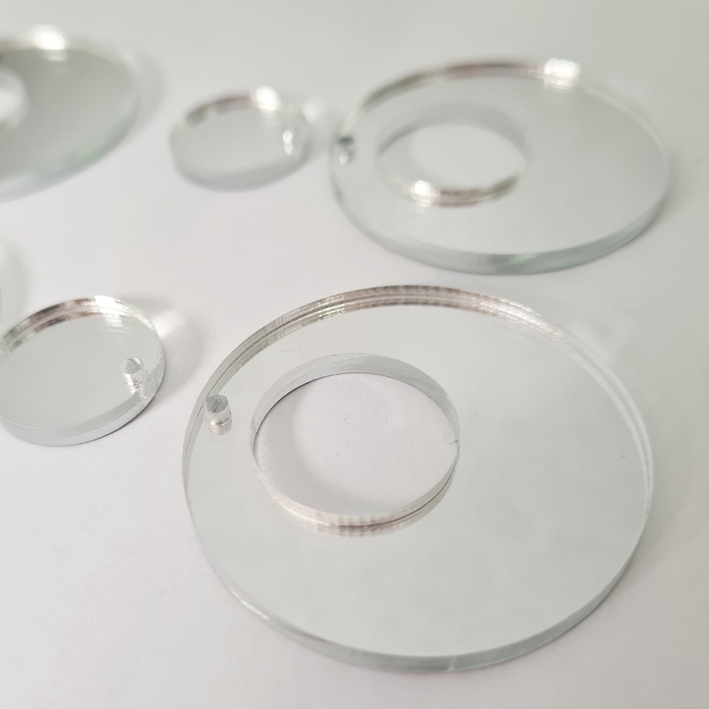 40mm SILVER MIRROR Acrylic HOOPS, with toppers