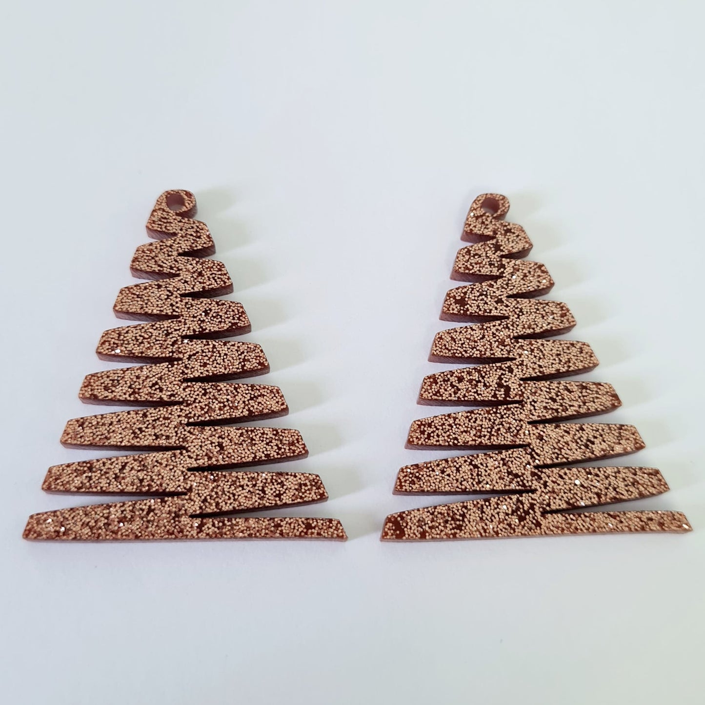 40mm COPPER Glitter ZIGZAG Christmas Trees