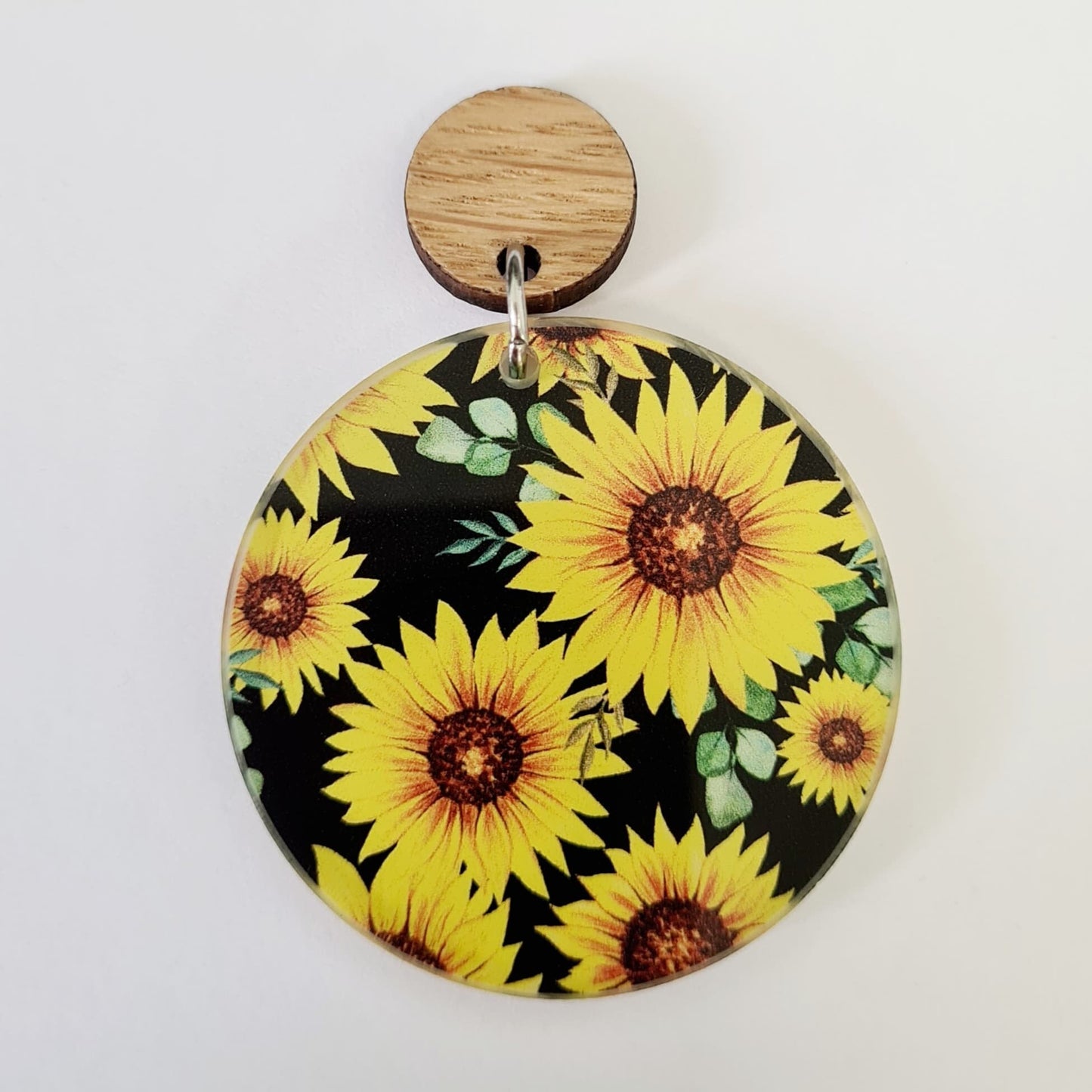 38mm BLACK SUNFLOWER Acrylic DANGLES