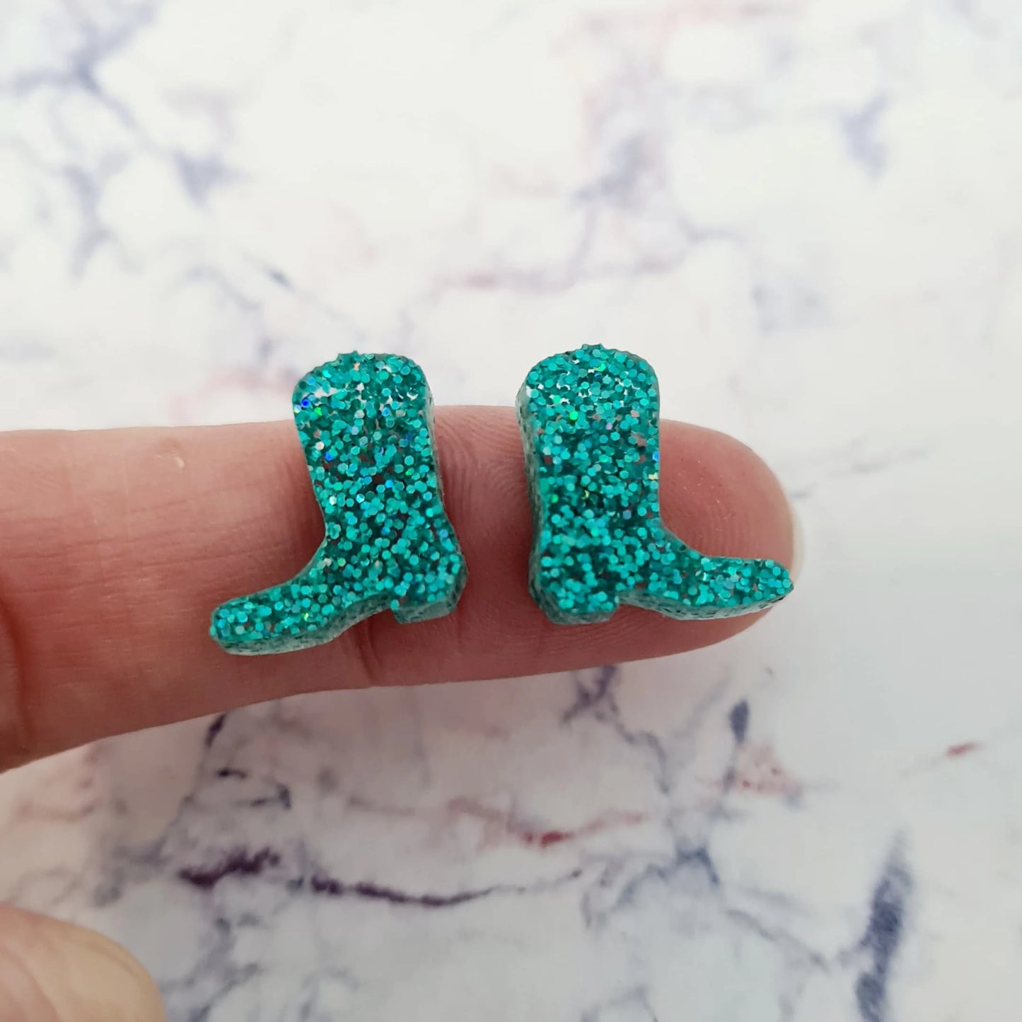 15mm TEAL GLITTER Acrylic BOOTS