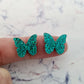 15mm TEAL GLITTER Acrylic BUTTERFLIES