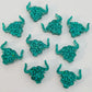 15mm TEAL GLITTER Acrylic LONGHORNS