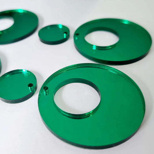 40mm GREEN MIRROR Acrylic HOOPS, with toppers