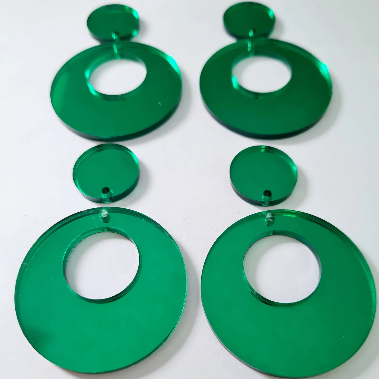 40mm GREEN MIRROR Acrylic HOOPS, with toppers