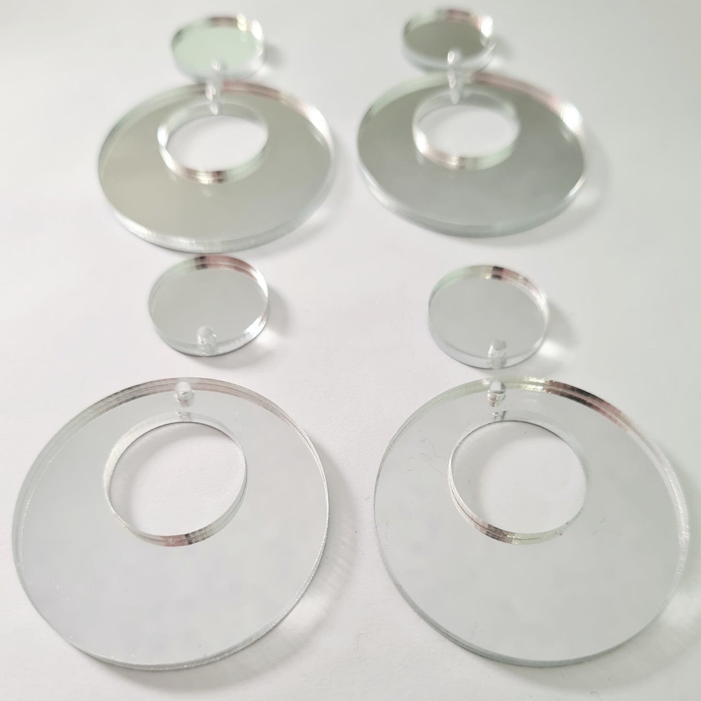 40mm SILVER MIRROR Acrylic HOOPS, with toppers