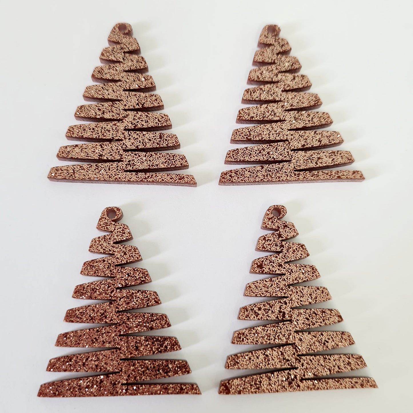 40mm COPPER Glitter ZIGZAG Christmas Trees