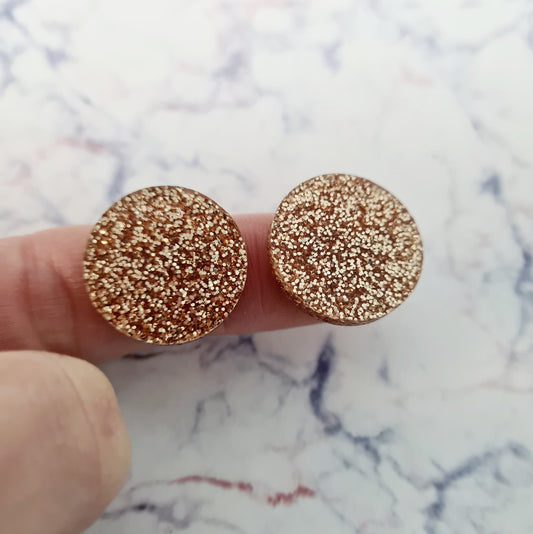 20mm ROSE GOLD GLITTER Acrylic CIRCLES