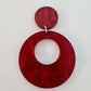 40mm DEEP RED MARBLE Acrylic HOOPS, with toppers