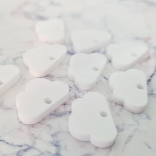 18mm Glossy WHITE Acrylic CLOUD Toppers/Studs