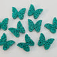 15mm TEAL GLITTER Acrylic BUTTERFLIES