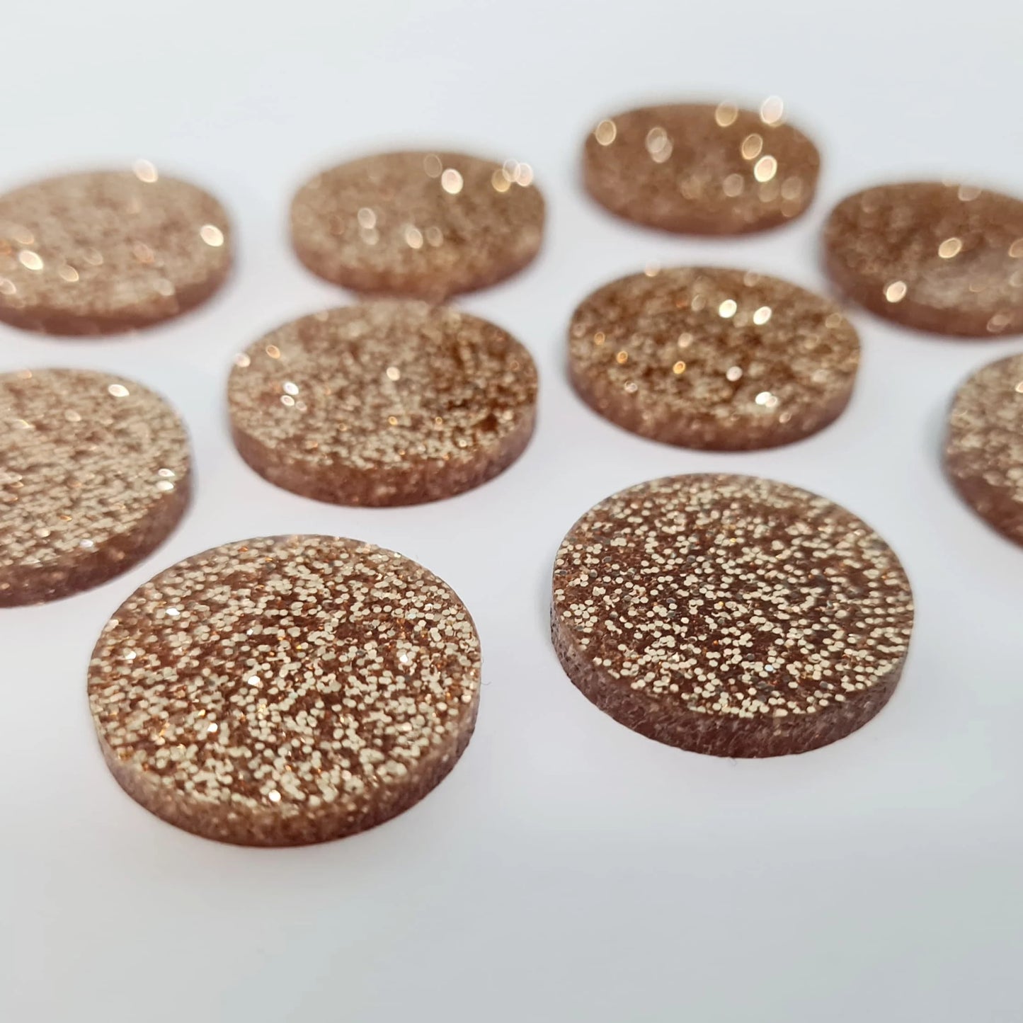 20mm ROSE GOLD GLITTER Acrylic CIRCLES