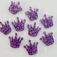 14mm PURPLE GLITTER Acrylic CROWN Toppers/Studs