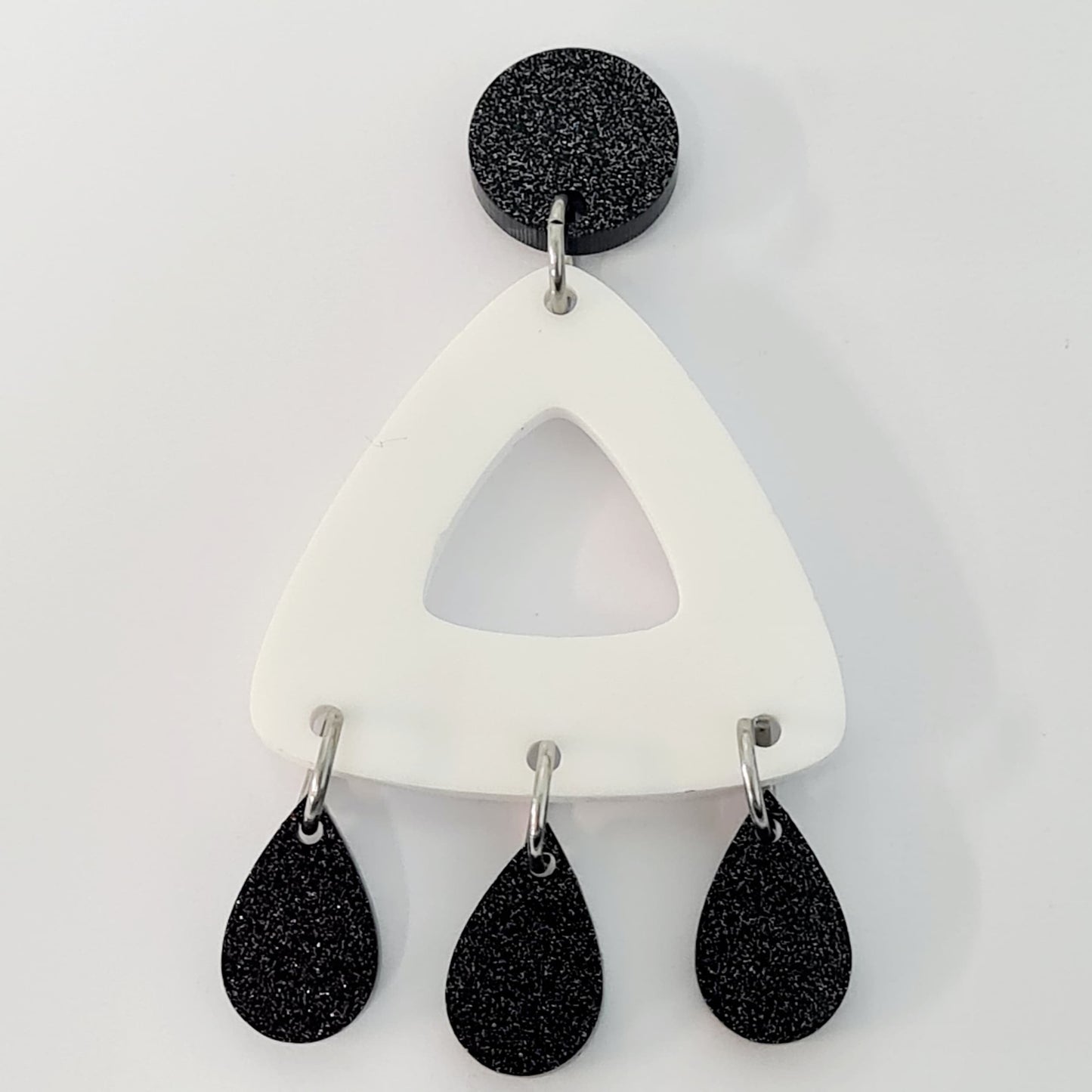 16mm BLACK GLITTER Acrylic TEARDROPS