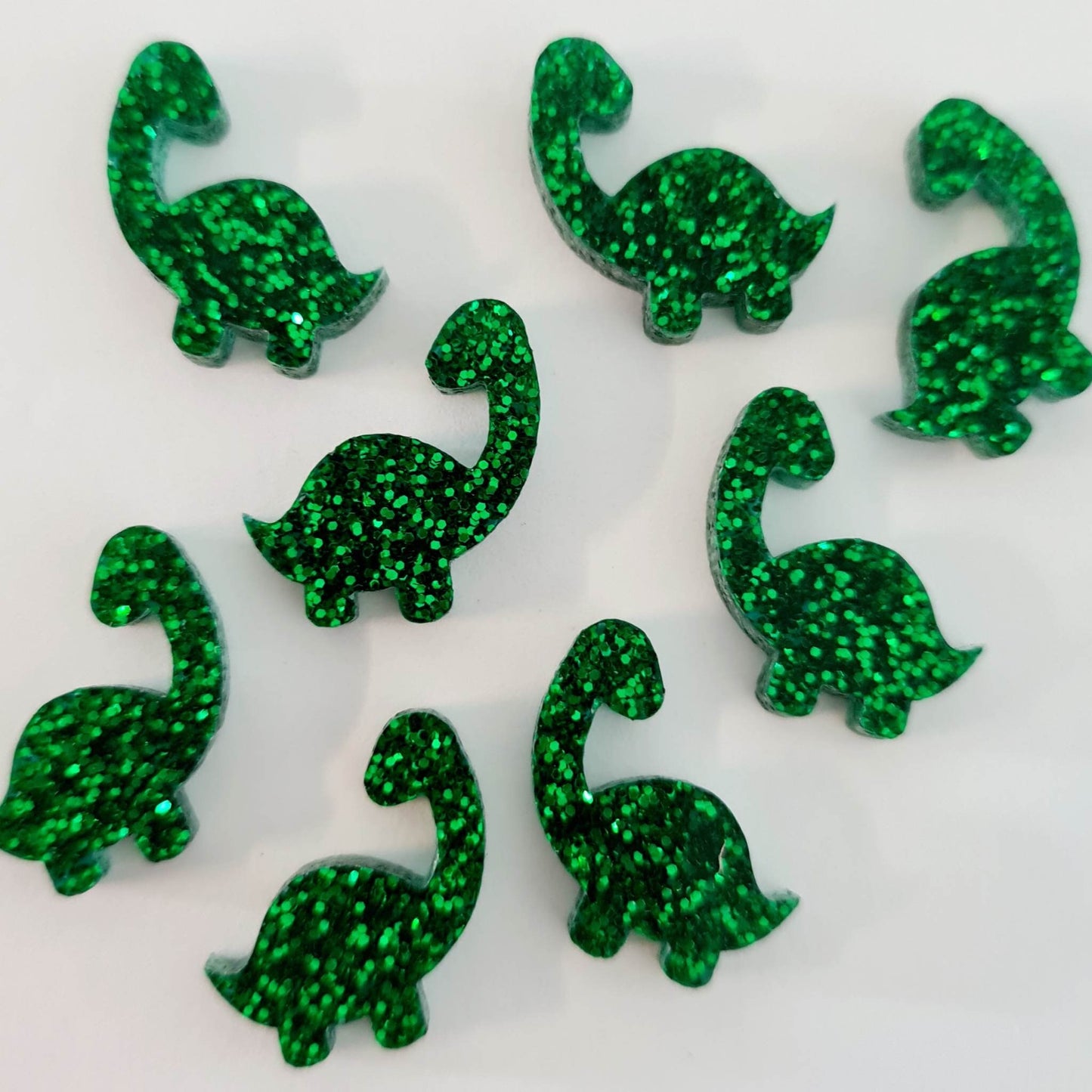 15mm FOREST GREEN GLITTER Acrylic BRONTOSAURUS