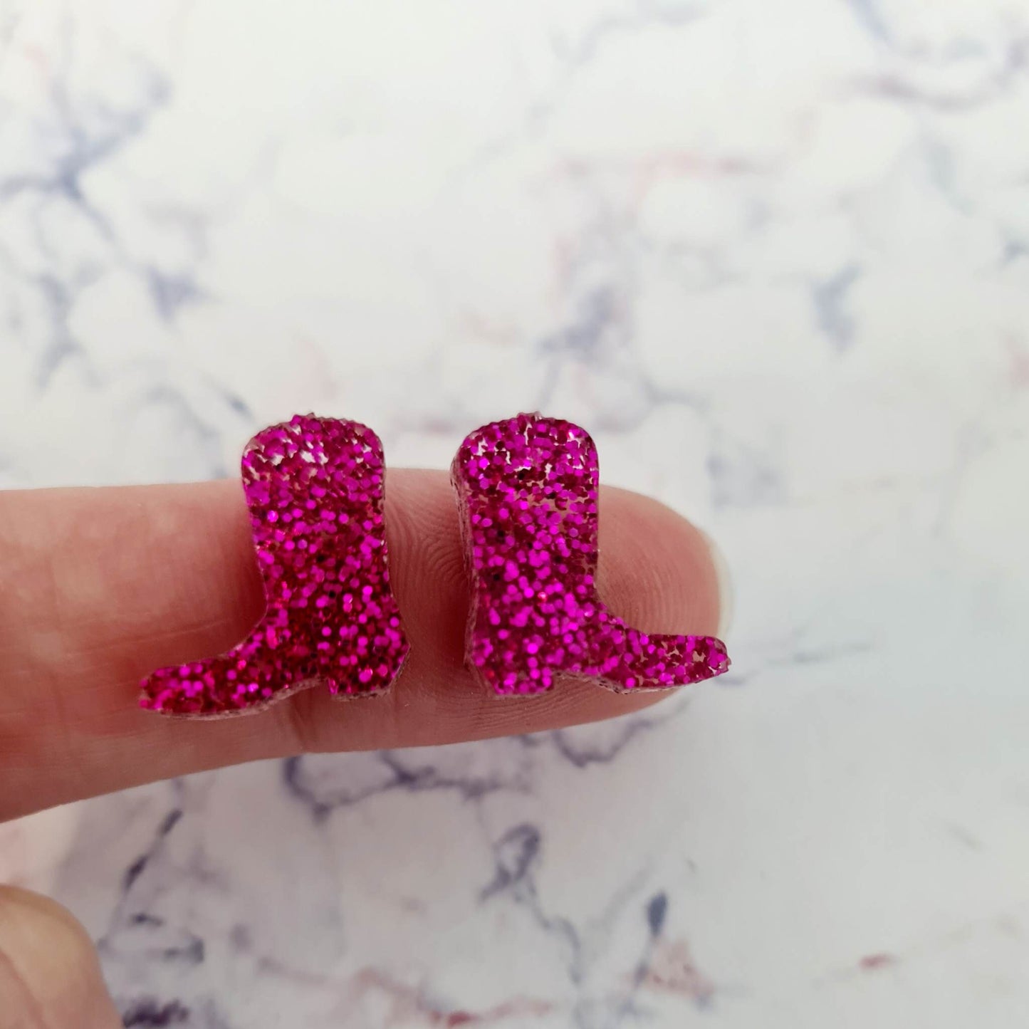 15mm HOT PINK GLITTER Acrylic BOOTS