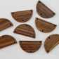 35mm WALNUT Veneer SEMI CIRCLES with 3 holes