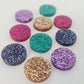 14mm FINE GLITTER Acrylic CIRCLE MIXED PACK