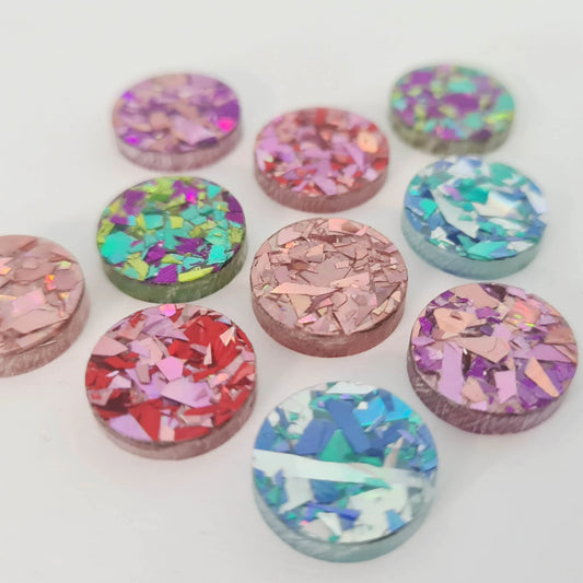 14mm CHUNKY GLITTER Acrylic CIRCLE MIXED PACK