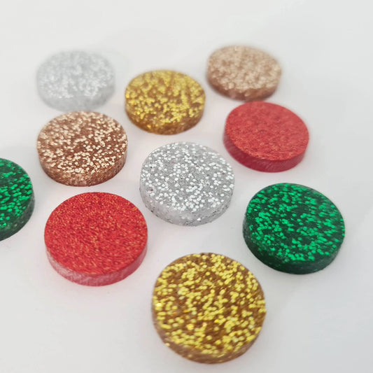 14mm CHRISTMAS FINE GLITTER Acrylic CIRCLE MIXED PACK