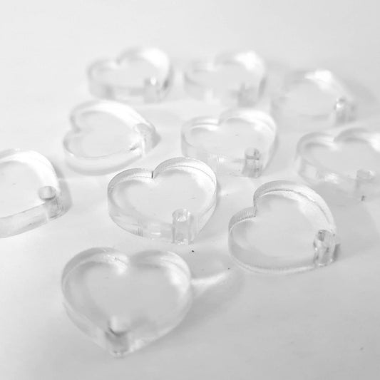 14mm CLEAR Acrylic HEART Toppers/Studs