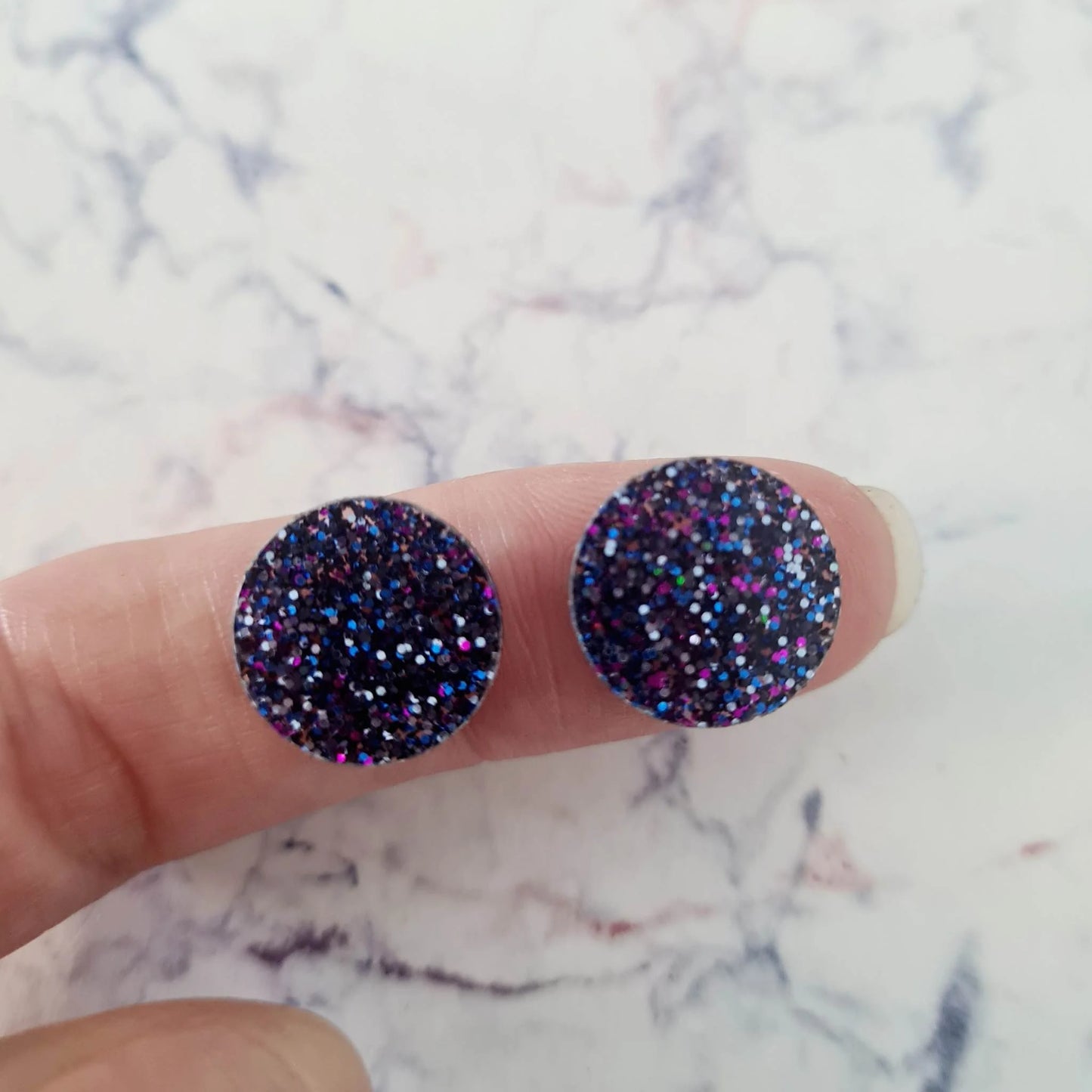 14mm FINE GLITTER Acrylic CIRCLE MIXED PACK