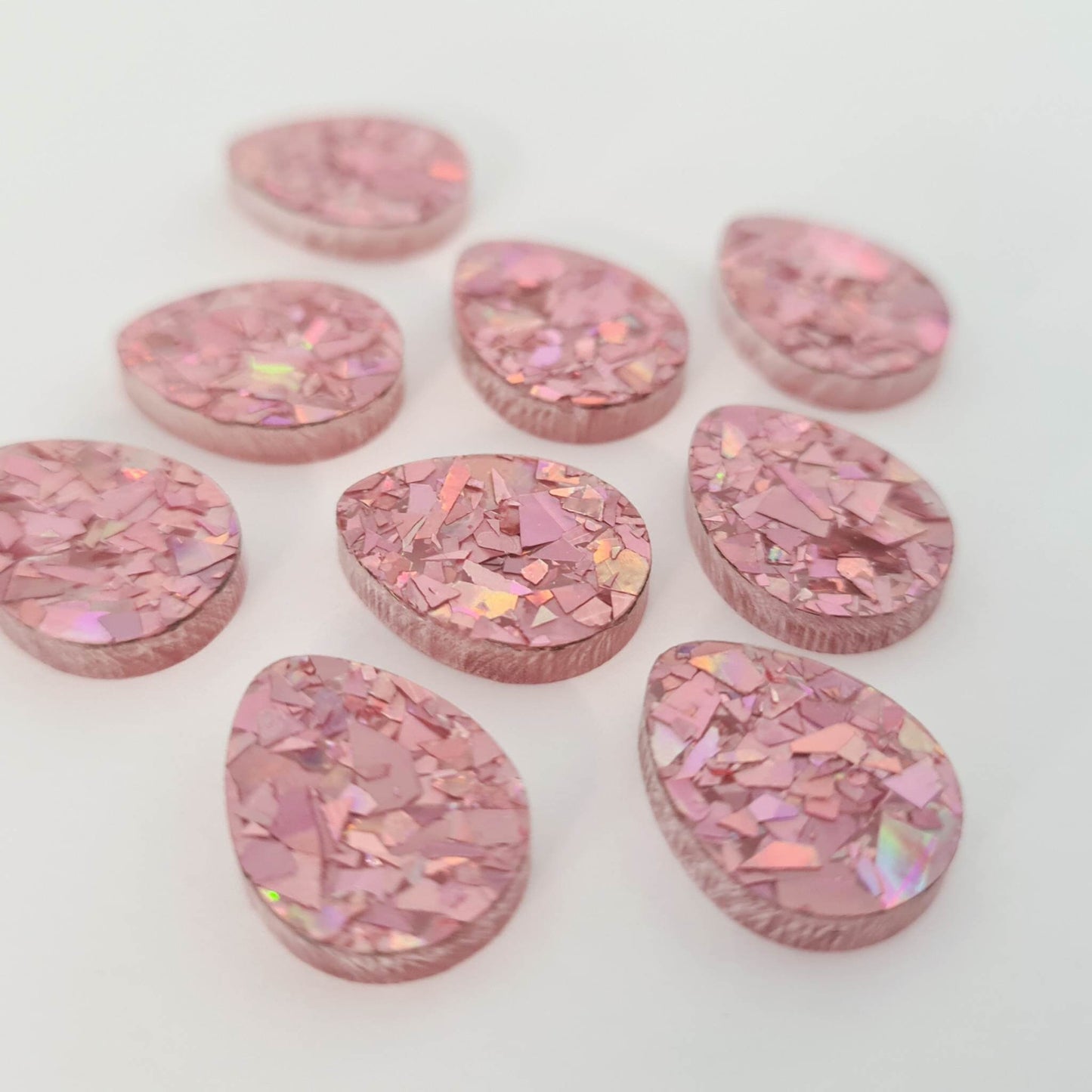 16mm HOLOGRAPHIC ROSE GOLD GLITTER Acrylic EGGS