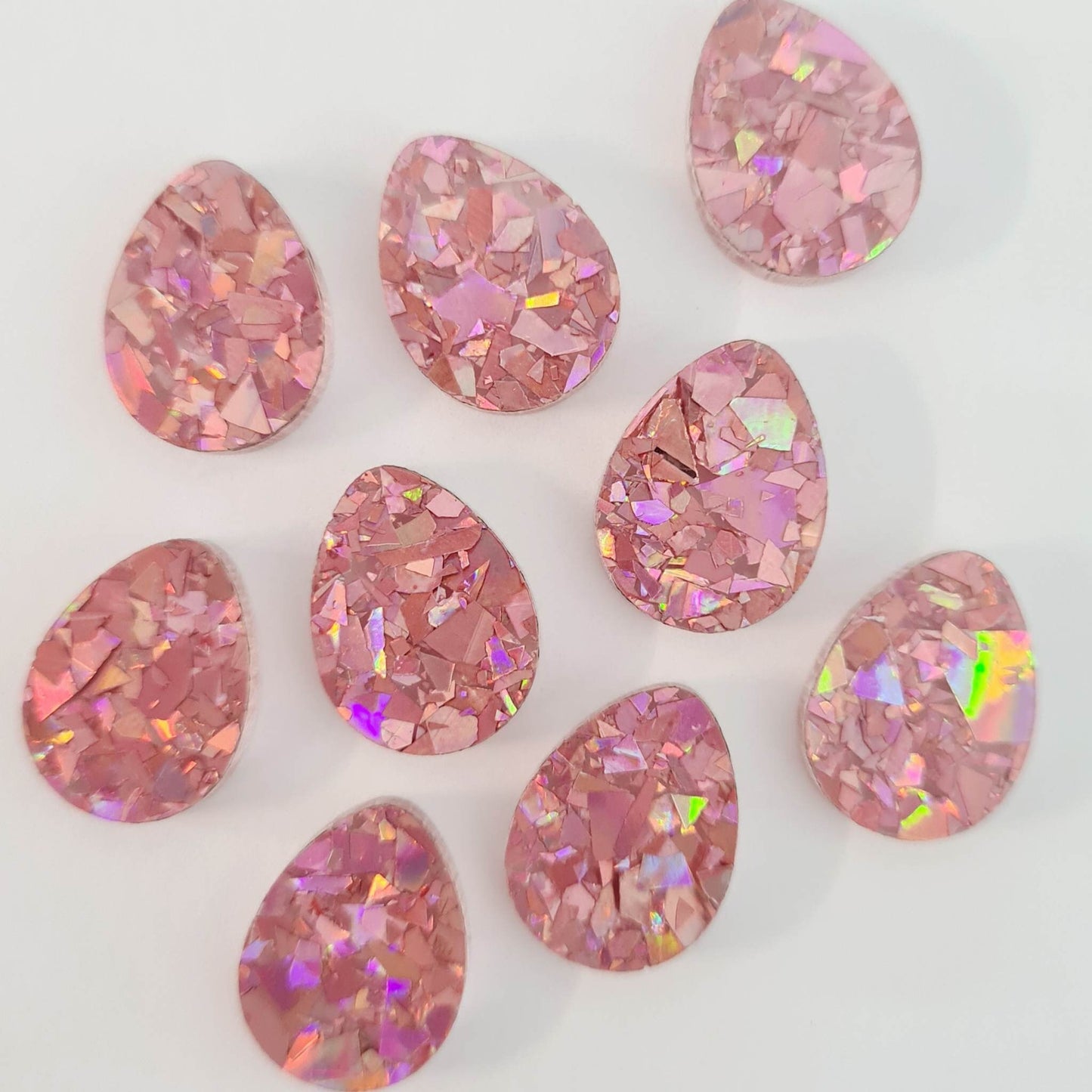 16mm HOLOGRAPHIC ROSE GOLD GLITTER Acrylic EGGS