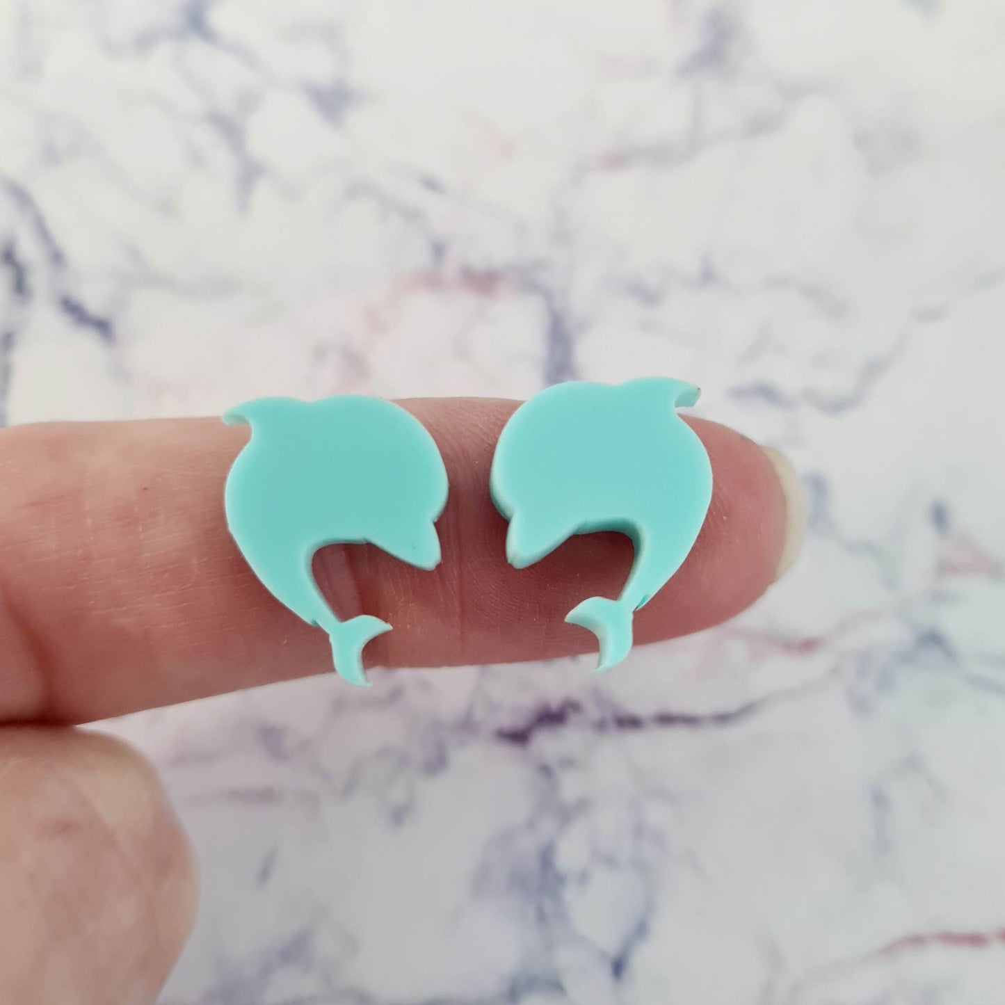 15mm PASTEL TURQUOISE (AQUA) Acrylic DOLPHINS