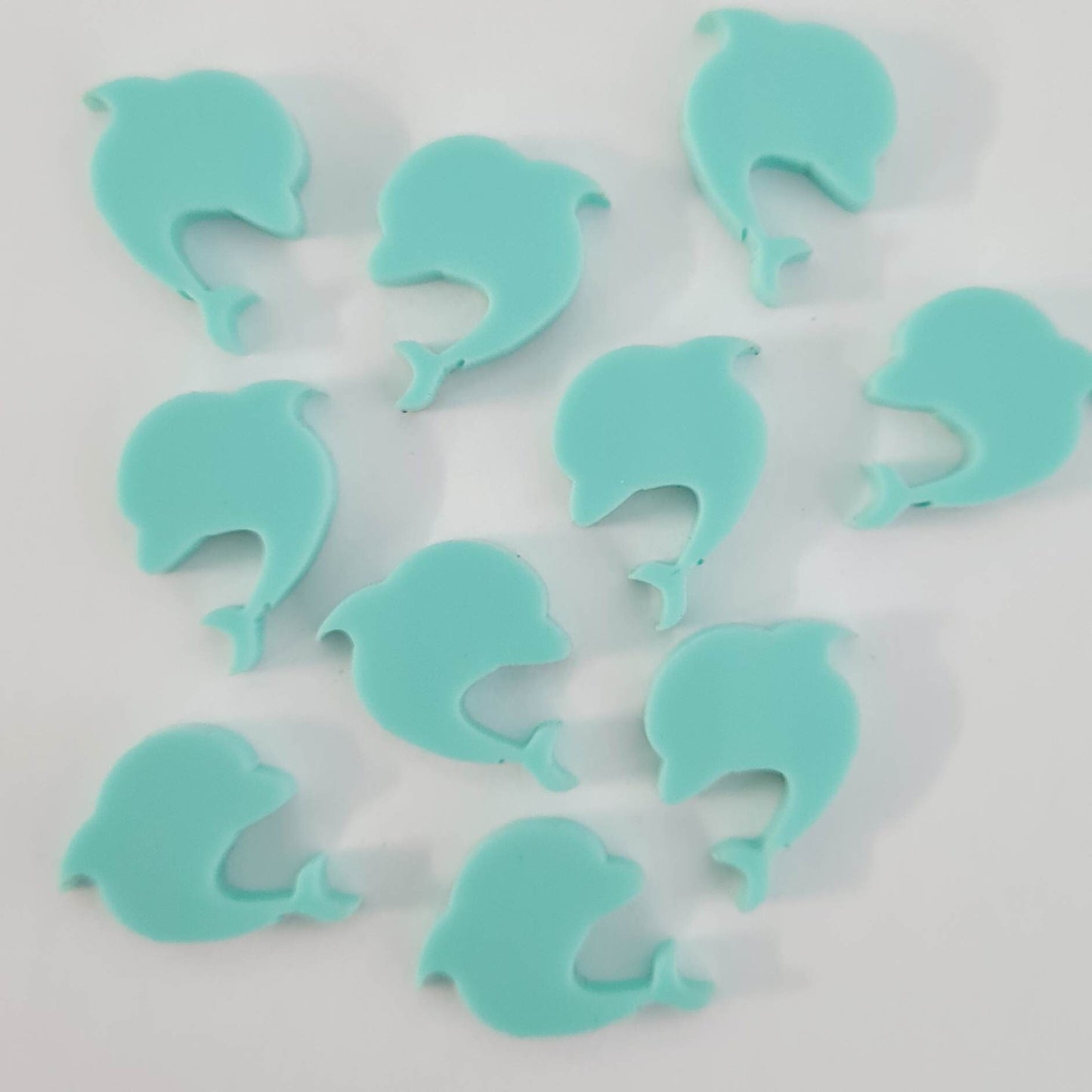 15mm PASTEL TURQUOISE (AQUA) Acrylic DOLPHINS