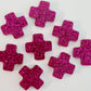 20mm HOT PINK GLITTER Acrylic CROSSES