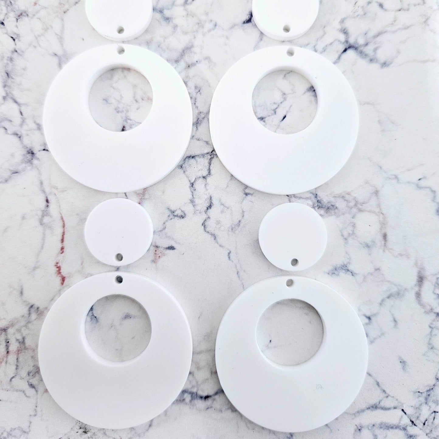 40mm WHITE Acrylic HOOPS, with toppers