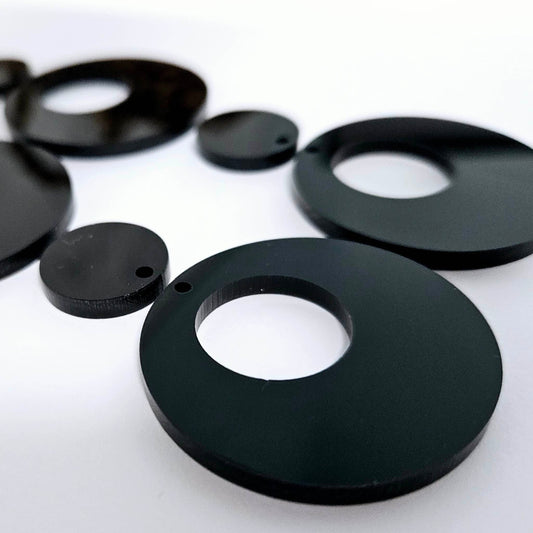 40mm BLACK Acrylic HOOPS, with toppers