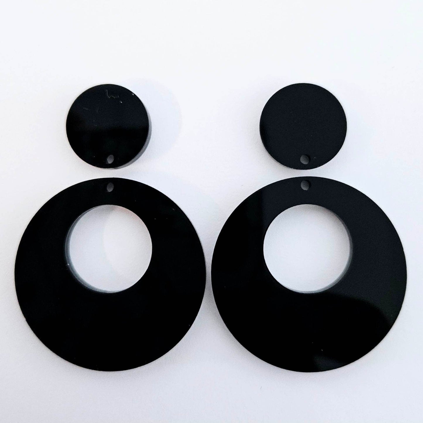 40mm BLACK Acrylic HOOPS, with toppers