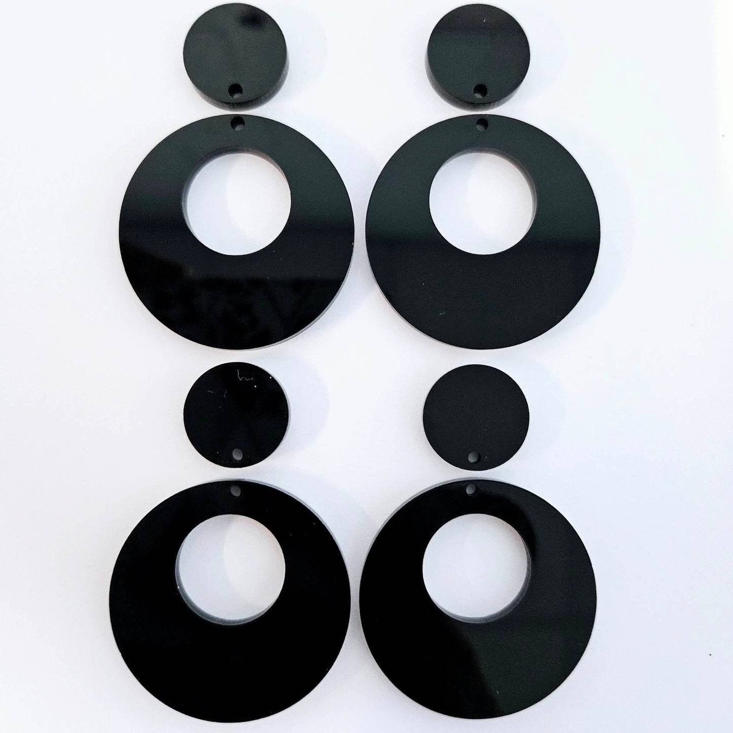 40mm BLACK Acrylic HOOPS, with toppers