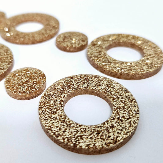 33mm ROSE GOLD GLITTER Acrylic MINI HOOPS, with toppers.