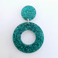 33mm TEAL GLITTER Acrylic MINI HOOPS, with toppers.