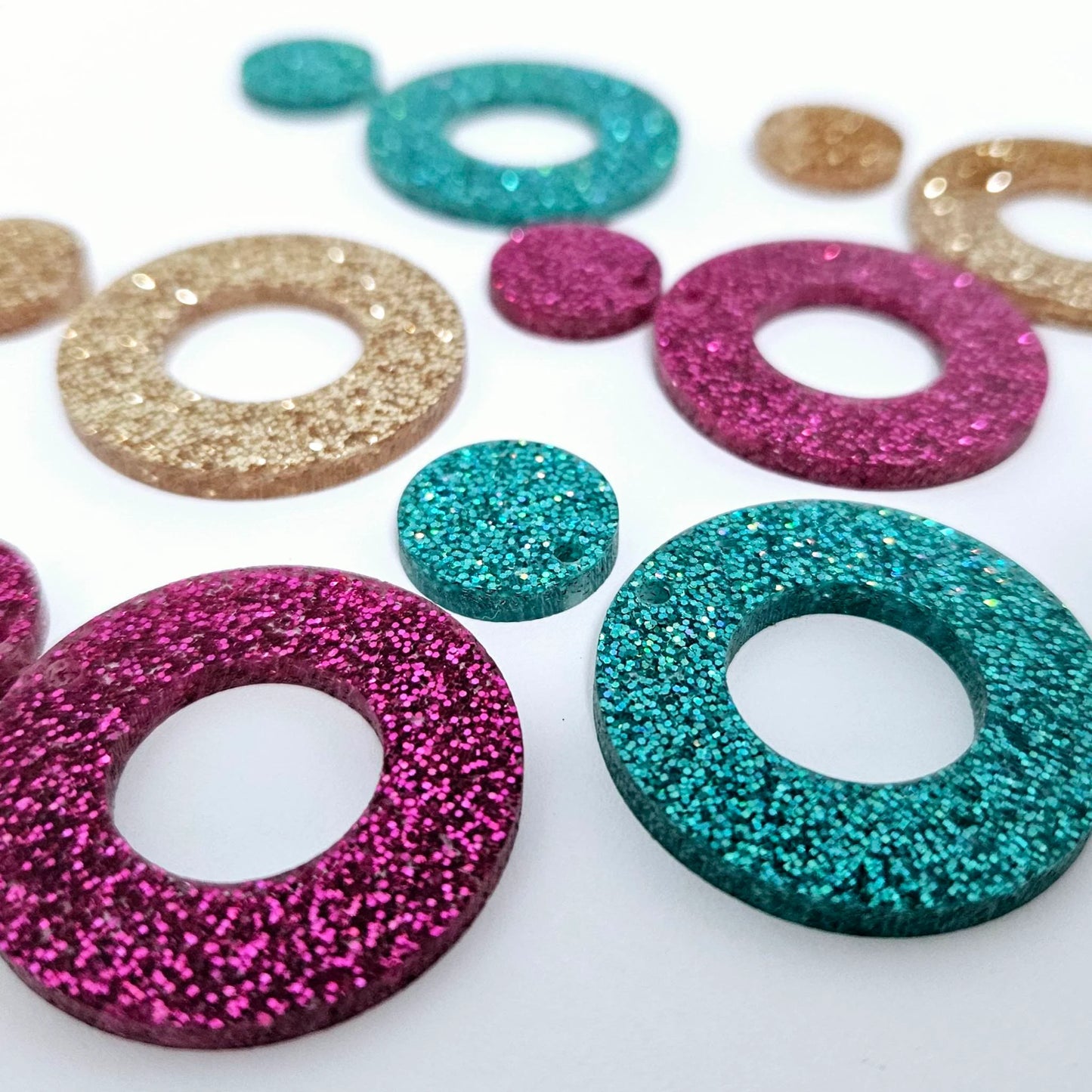 33mm FINE GLITTER Acrylic MINI HOOPS MIXED PACK