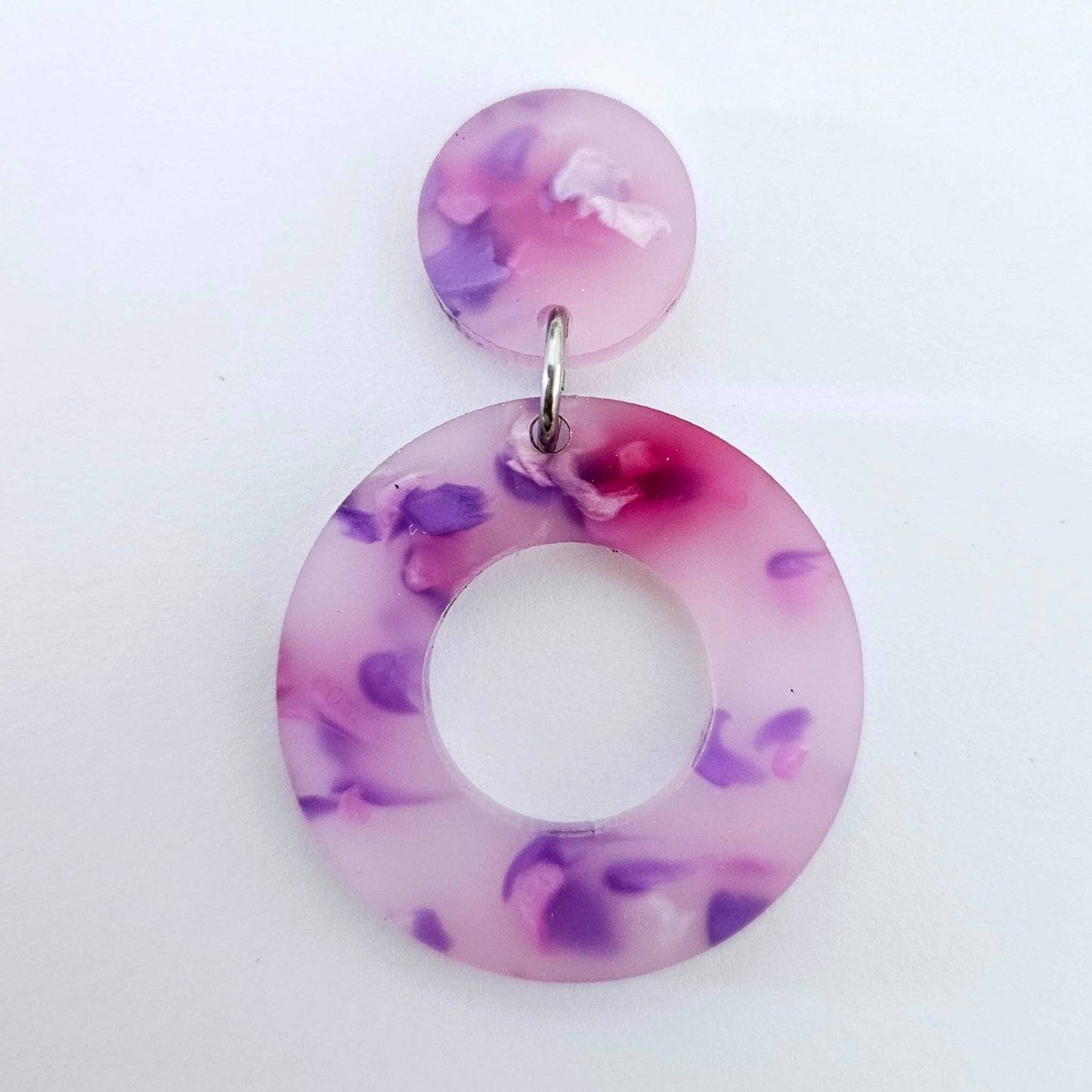 33mm JACARANDA PETAL Acrylic MINI HOOPS, with toppers