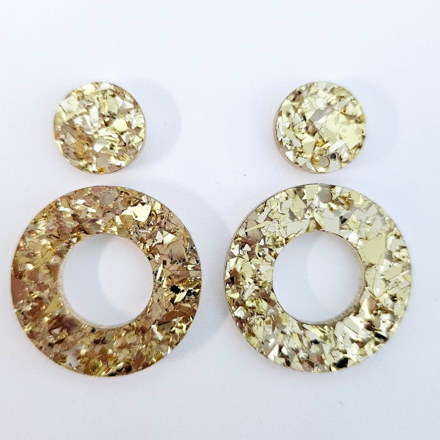 33mm CHUNKY GOLD GLITTER Acrylic MINI HOOPS, with toppers.