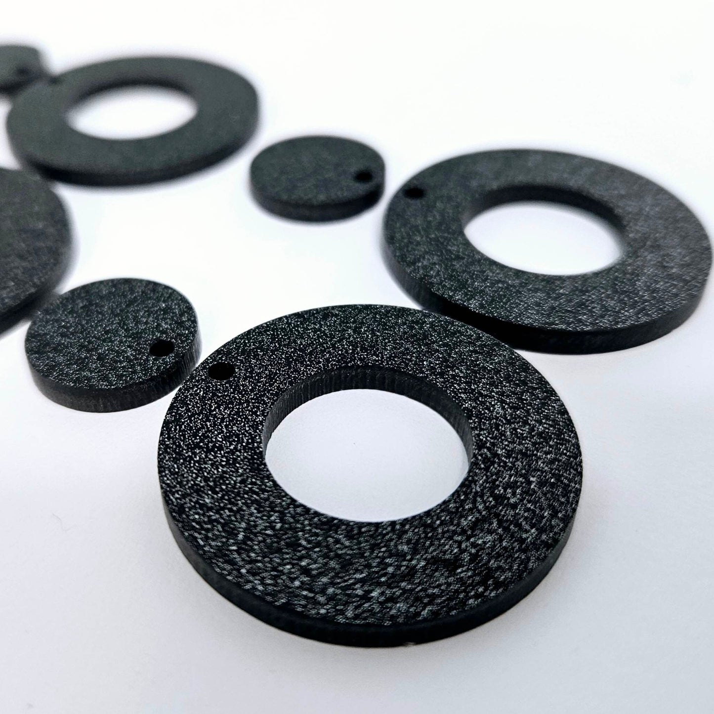 33mm BLACK GLITTER Acrylic MINI HOOPS, with toppers.