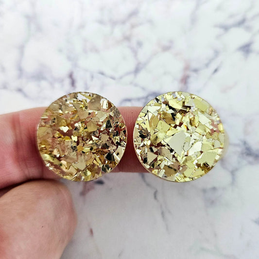 20mm CHUNKY GOLD GLITTER Acrylic CIRCLES