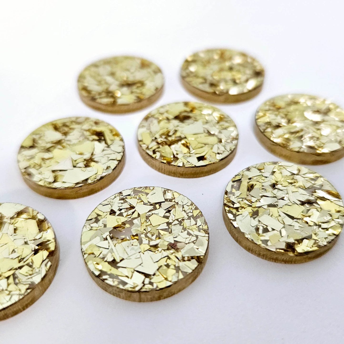 20mm CHUNKY GOLD GLITTER Acrylic CIRCLES