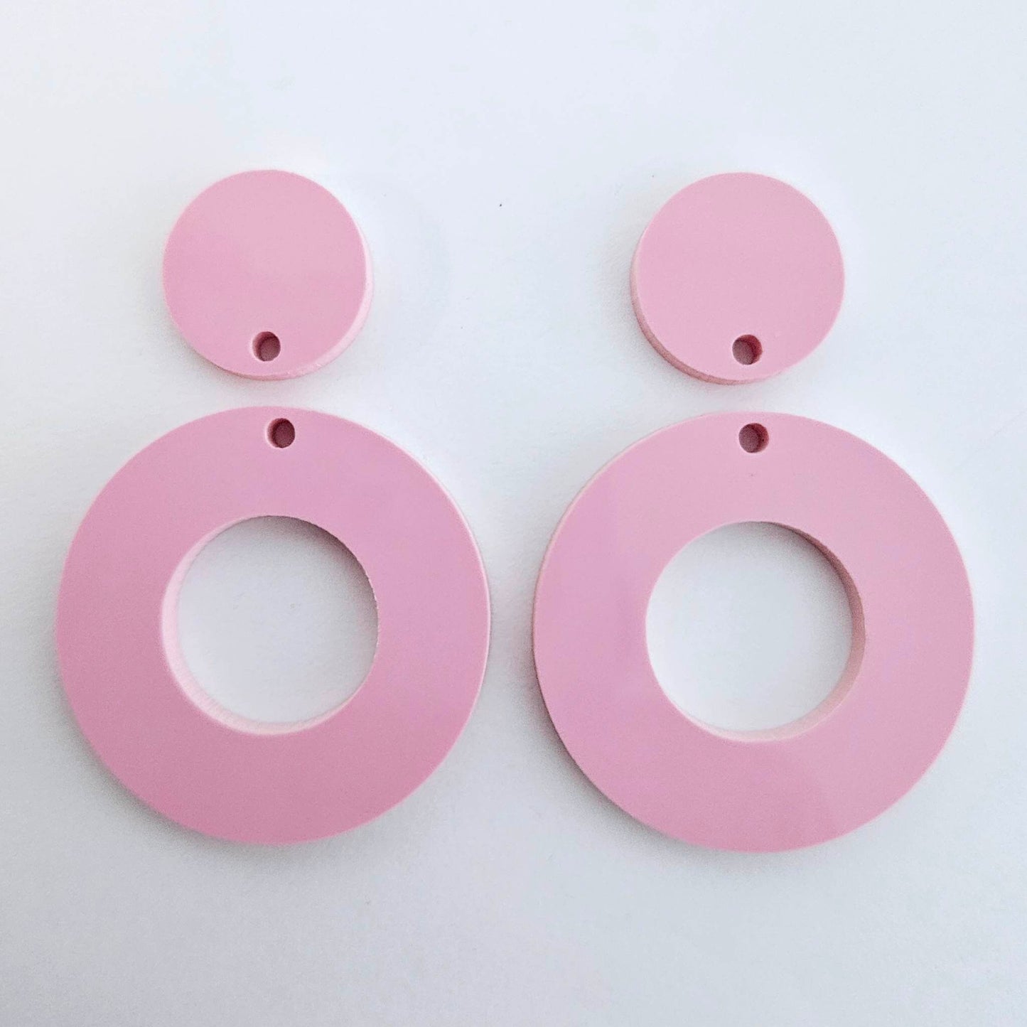 33mm PASTEL PINK Acrylic MINI HOOPS, with toppers